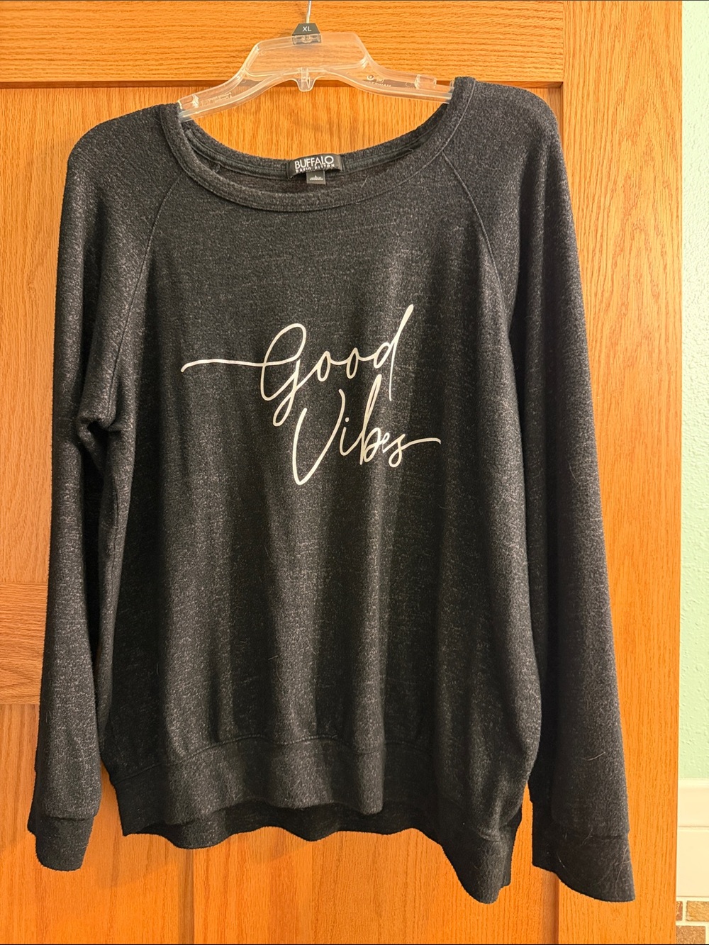 Buffalo David Bitton Charcoal 'Good Vibes' Crewneck Sweatshirt